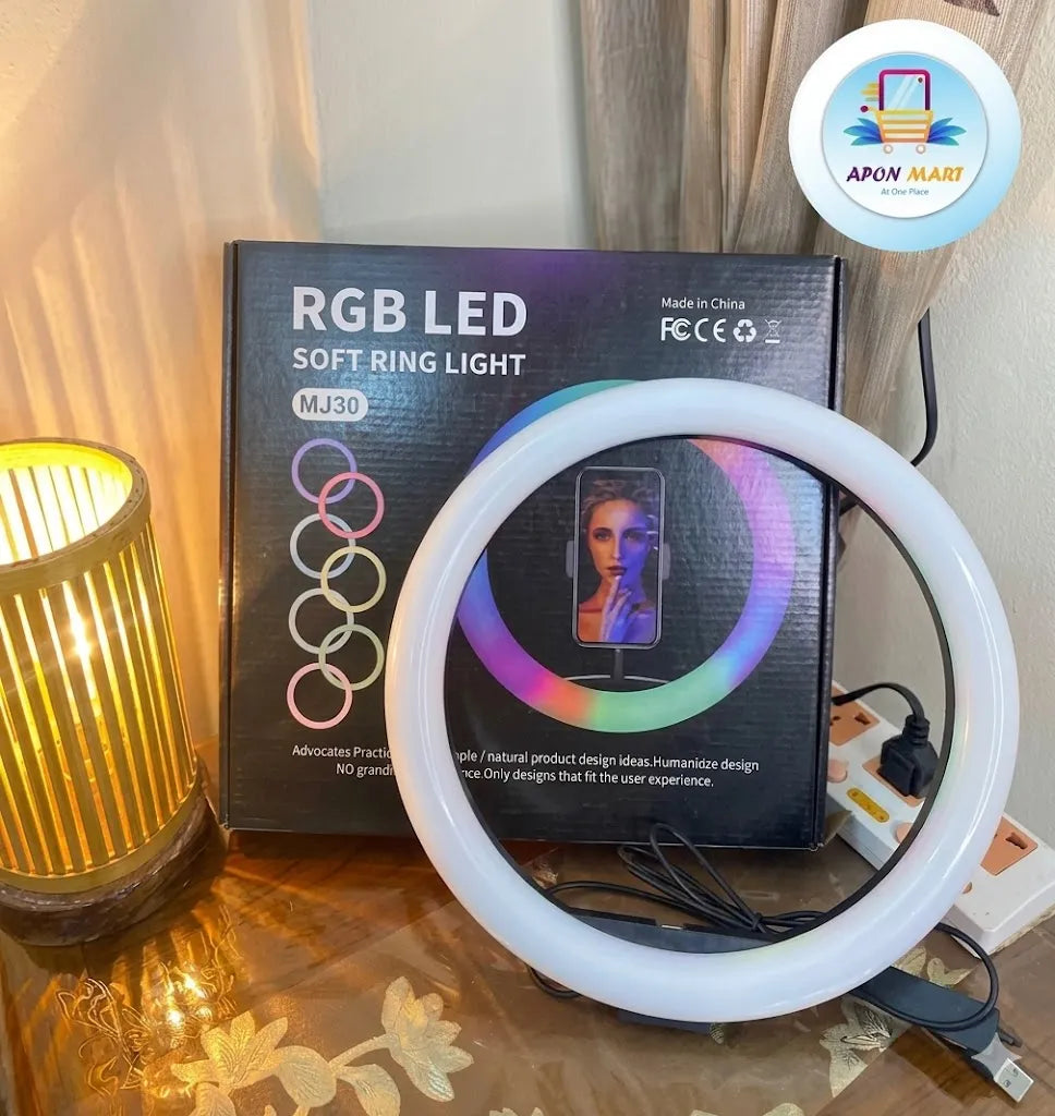RGB LED Multi Color Ring Light MJ-30 – Adjustable Brightness & 3 Light Modes