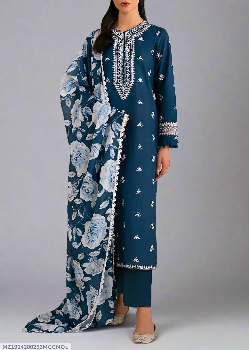 MIX TRENDING DESIGNS 3 Pcs Unstitched Embroidered Suit