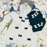 Girls Georgette Bow Top Maxi Set Green White